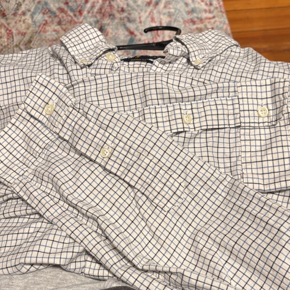 Ralph Lauren Blue Label White Blue Custom Fit Checkered Button Down Shirt - Picture 6 of 7